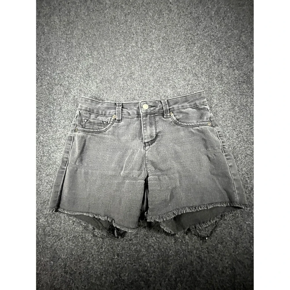 Artisan NY Shorts Women's 6 Black Denim Dark Wash Raw Hem High Rise Outdoor